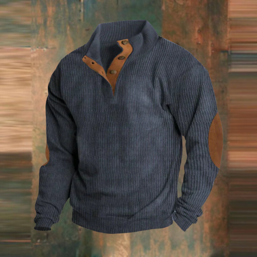 Men's casual quarter-zip sweater relaxed fit cozy layering everyday style adjustable zipper front