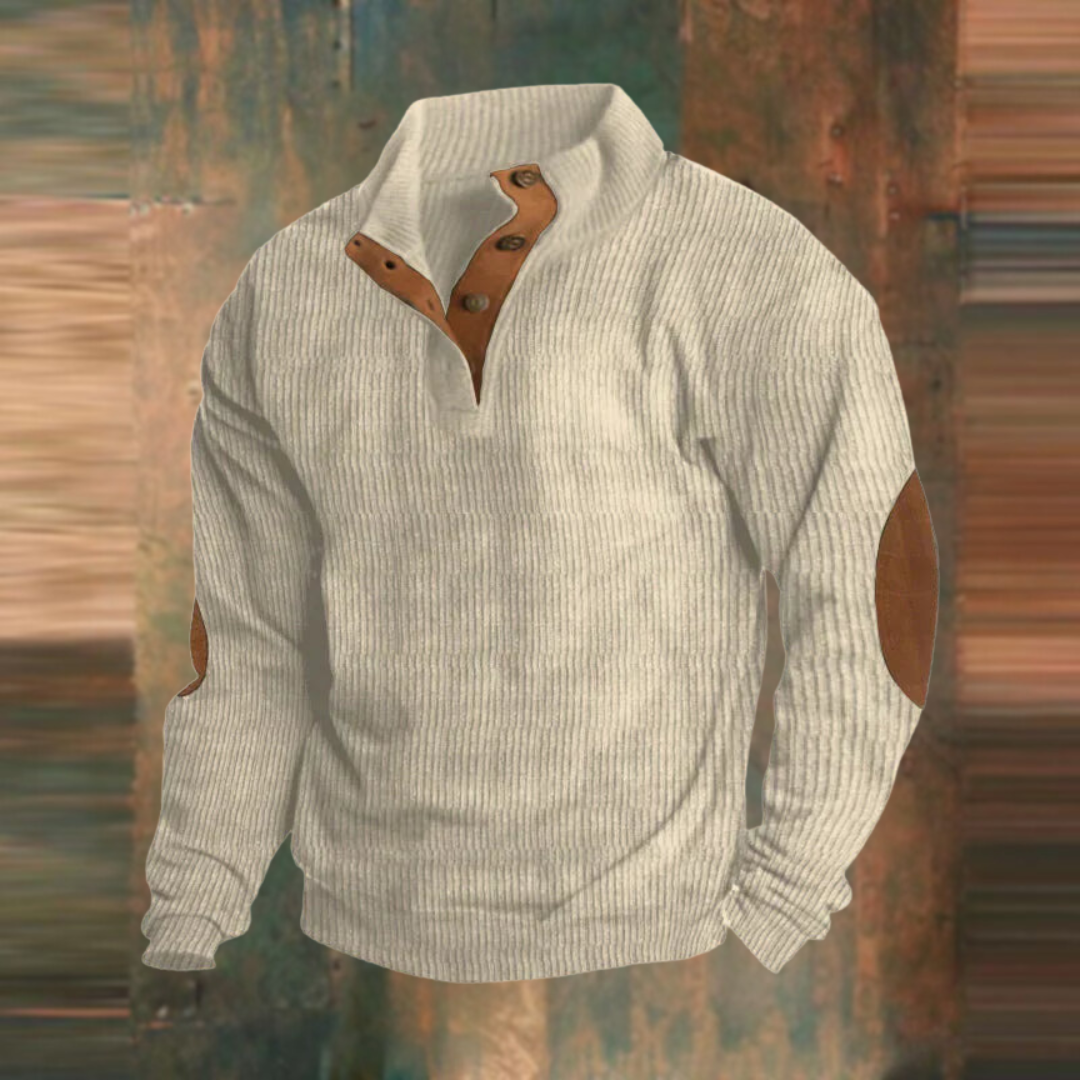 Men's casual quarter-zip sweater relaxed fit cozy layering everyday style adjustable zipper front