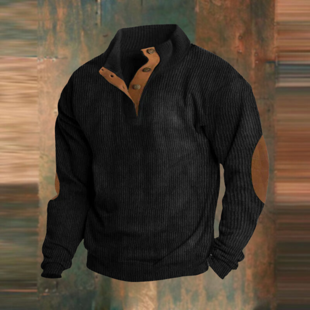 Men's casual quarter-zip sweater relaxed fit cozy layering everyday style adjustable zipper front