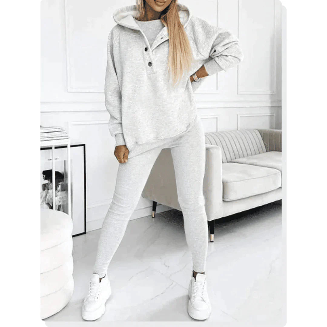 Women's three-piece tracksuit set sleeveless top joggers pullover Brooklyn chic casual modern fit
