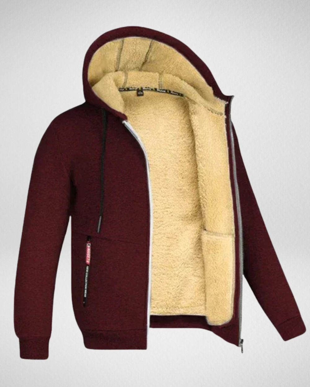 Men's plush-lined zip hoodie modern fit cozy insulated winter layer structured silhouette