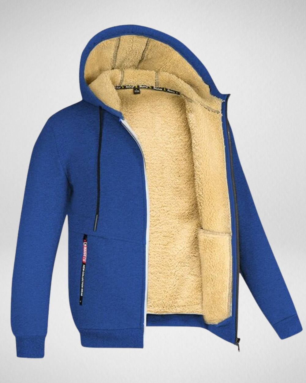 Men's plush-lined zip hoodie modern fit cozy insulated winter layer structured silhouette
