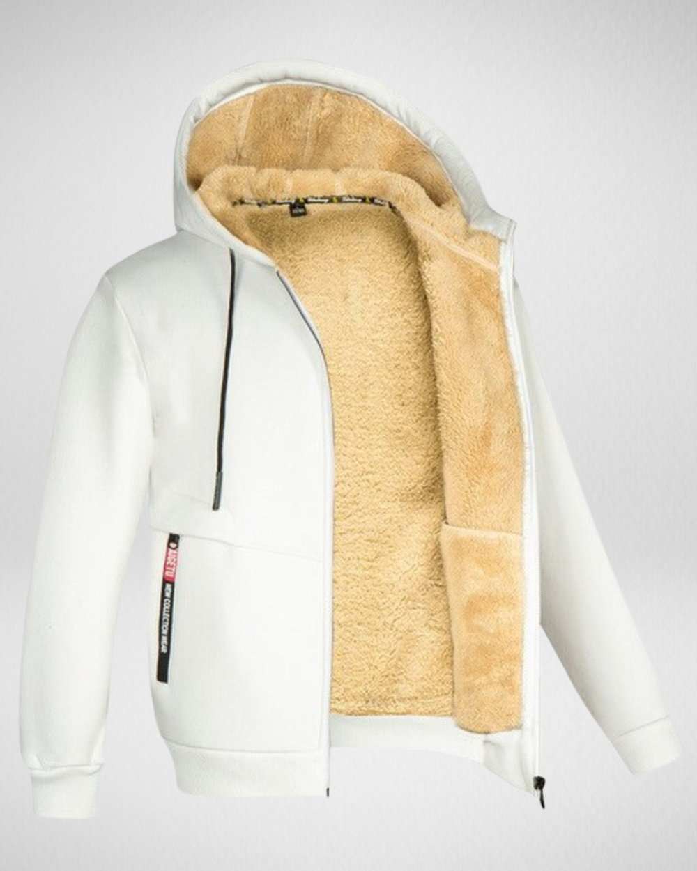 Men's plush-lined zip hoodie modern fit cozy insulated winter layer structured silhouette