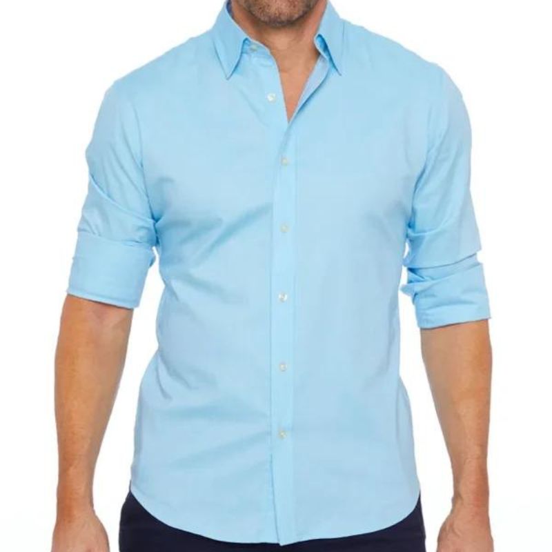Slim fit men's casual shirt breathable zipper closure Nordic style smart office weekend look