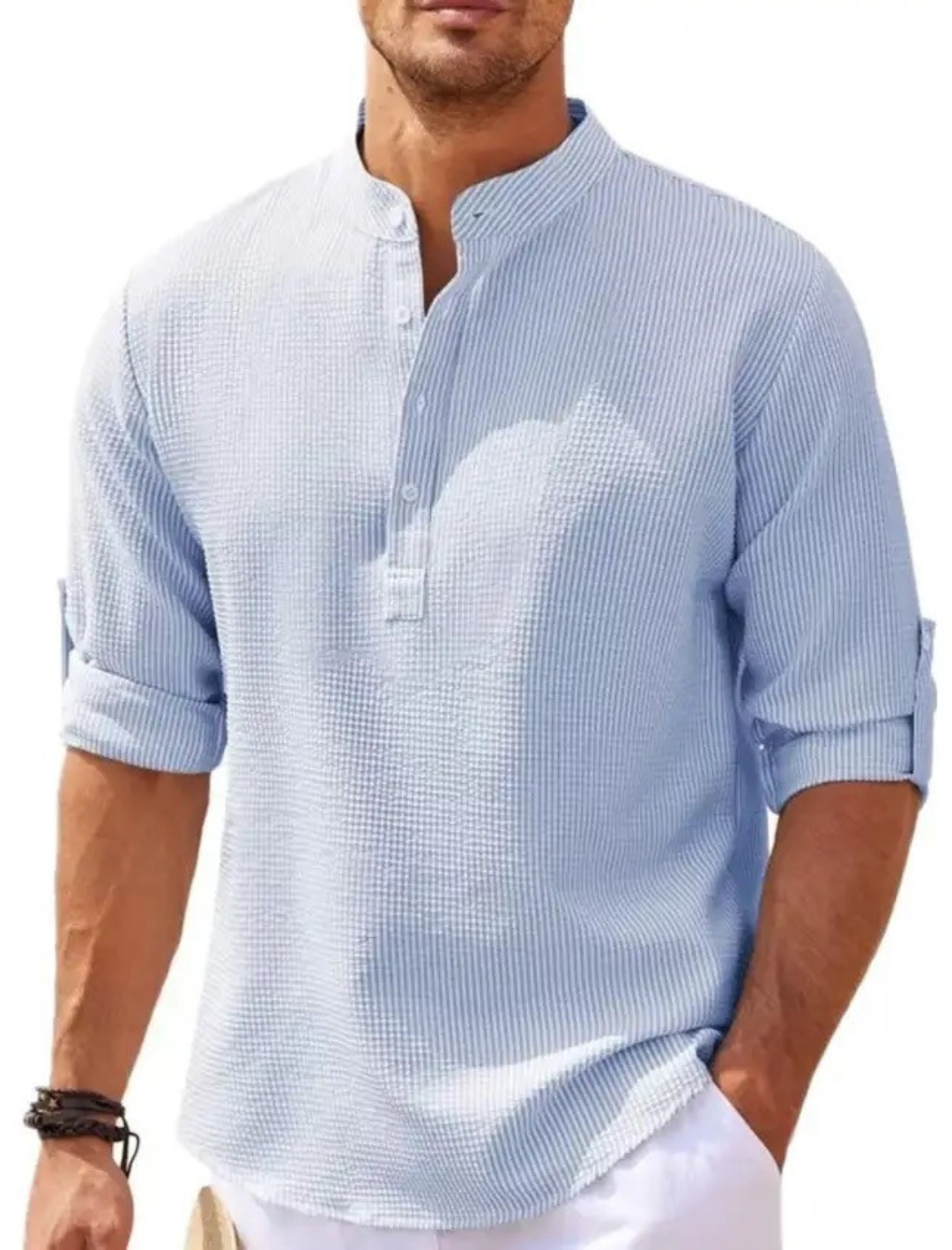 Markus men's white elegant summer shirt relaxed fit breathable fabric smart casual formal
