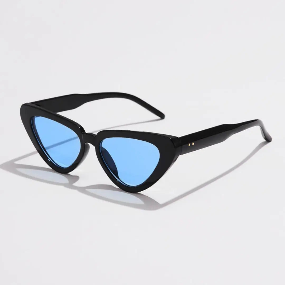 Women's onyx black cat-eye sunglasses retro style lightweight sleek sharp edges high-gloss finish
