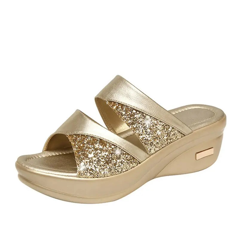 Women's open-toe slip-on slippers cozy chic design non-slip sole soft synthetic fabric home comfort