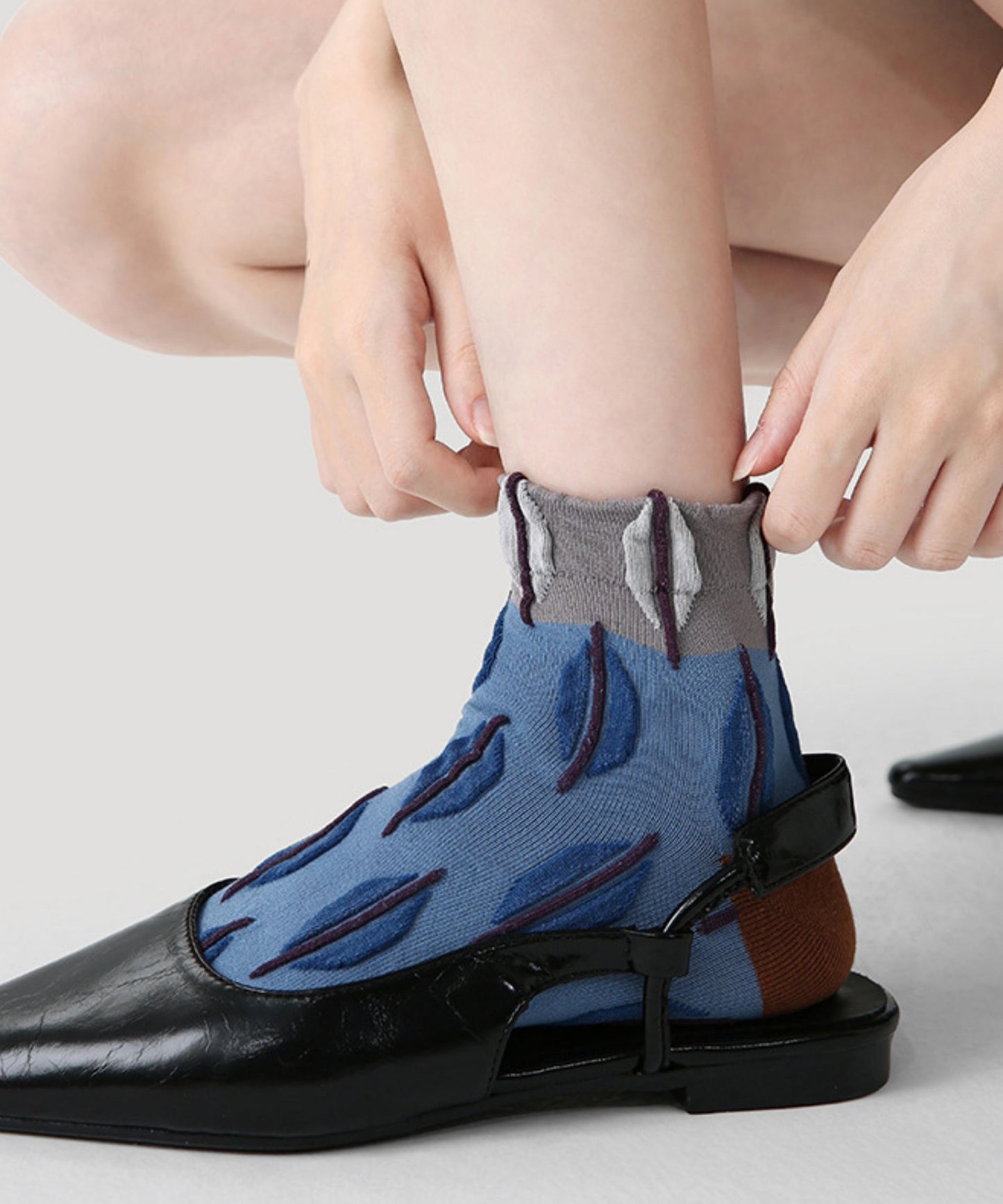 Chaussettes fines et respirantes en jacquard colorblock original. - Urbann-Vibe