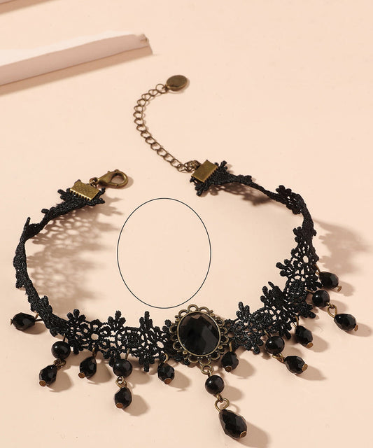 Collier ras du cou original en alliage d'argent sterling noir et agate - Urbann-Vibe