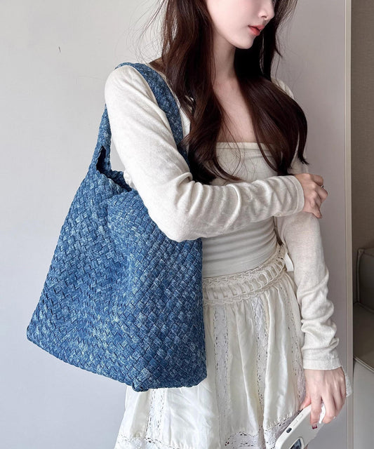 Sac bandoulière grande capacité en denim bleu, design original - Urbann-Vibe