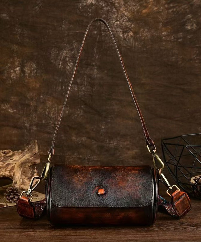 Sac à main en cuir de veau café au design original - Urbann-Vibe