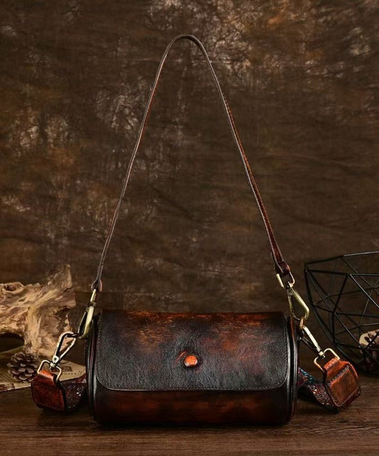 Sac à main en cuir de veau café au design original - Urbann-Vibe