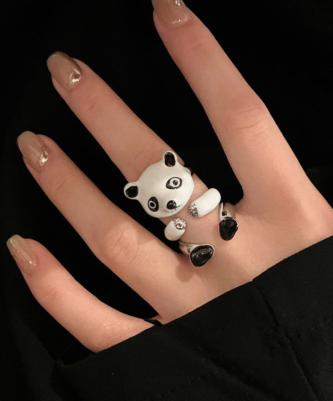 Bagues panda originales en cuivre émaillé - Urbann-Vibe