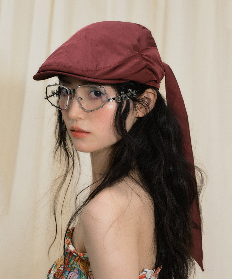 Chapeau breton rouge foncé original avec nœud pour l'été - Urbann-Vibe