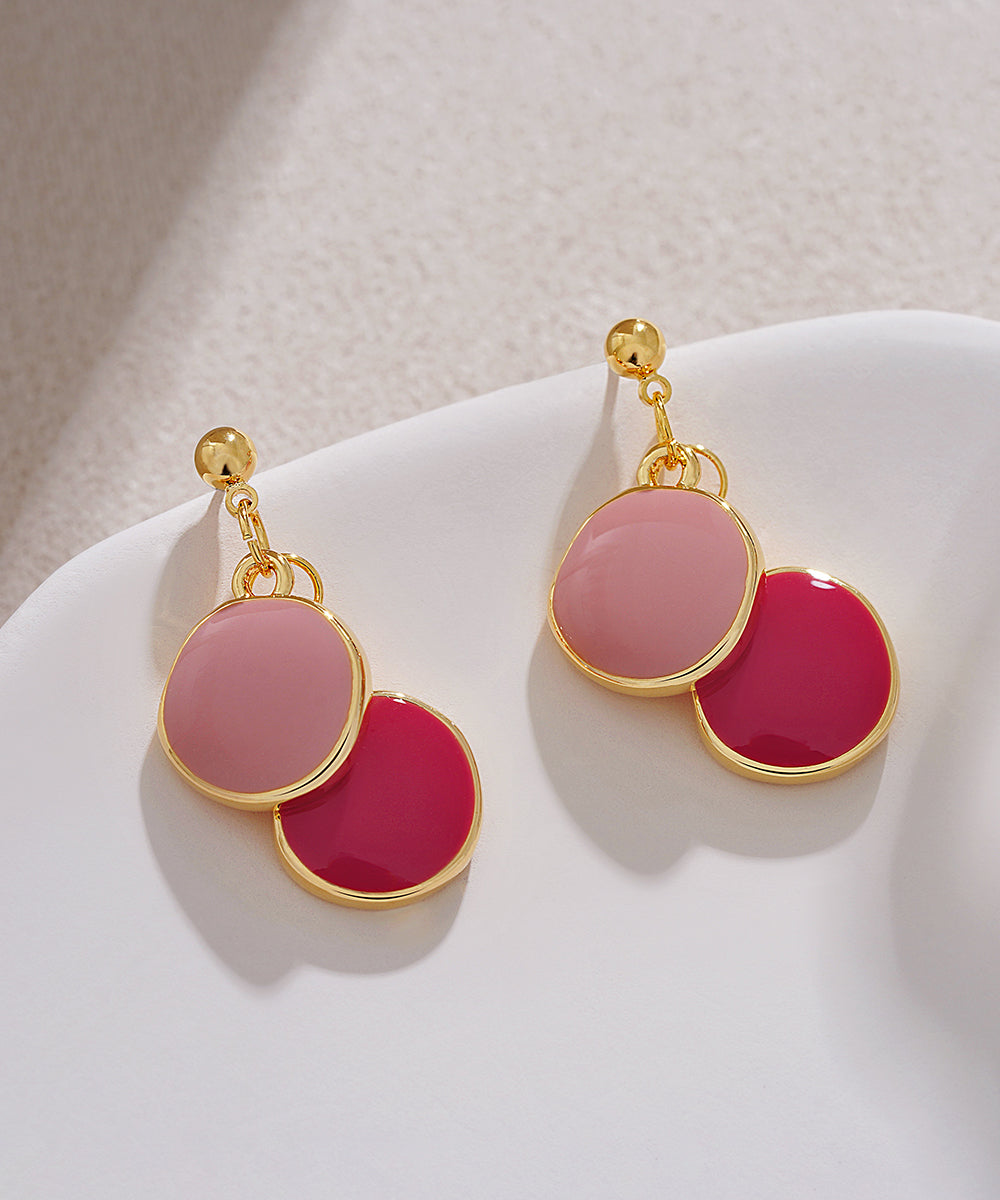Boucles d'oreilles pendantes rondes en alliage d'or au design original - Urbann-Vibe