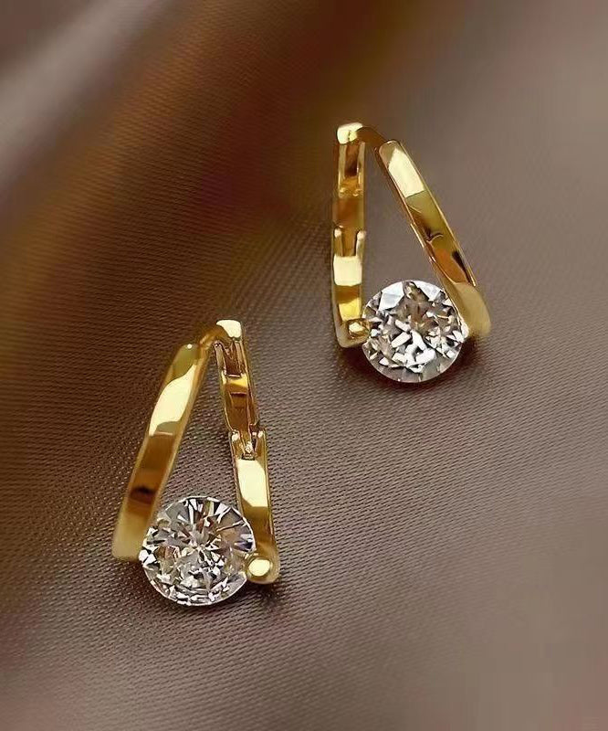 Boucles d'oreilles créoles originales en cuivre doré et zircon - Urbann-Vibe