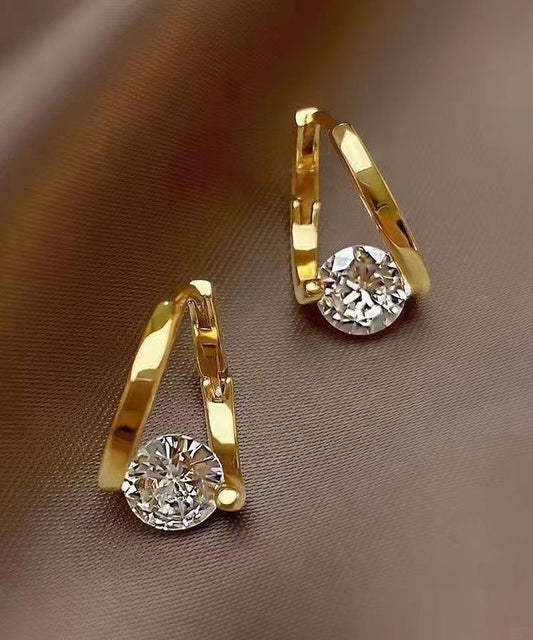 Boucles d'oreilles créoles originales en cuivre doré et zircon - Urbann-Vibe