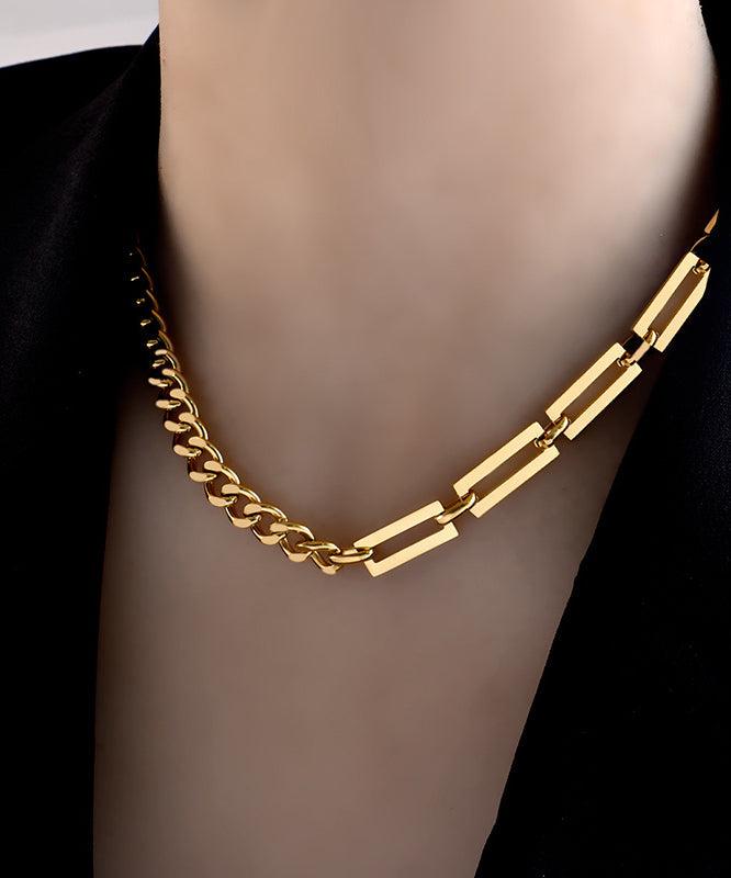 Collier chaîne en acier inoxydable doré au design original - Urbann-Vibe