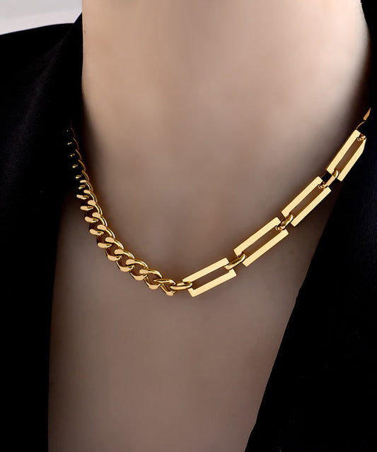 Collier chaîne en acier inoxydable doré au design original - Urbann-Vibe