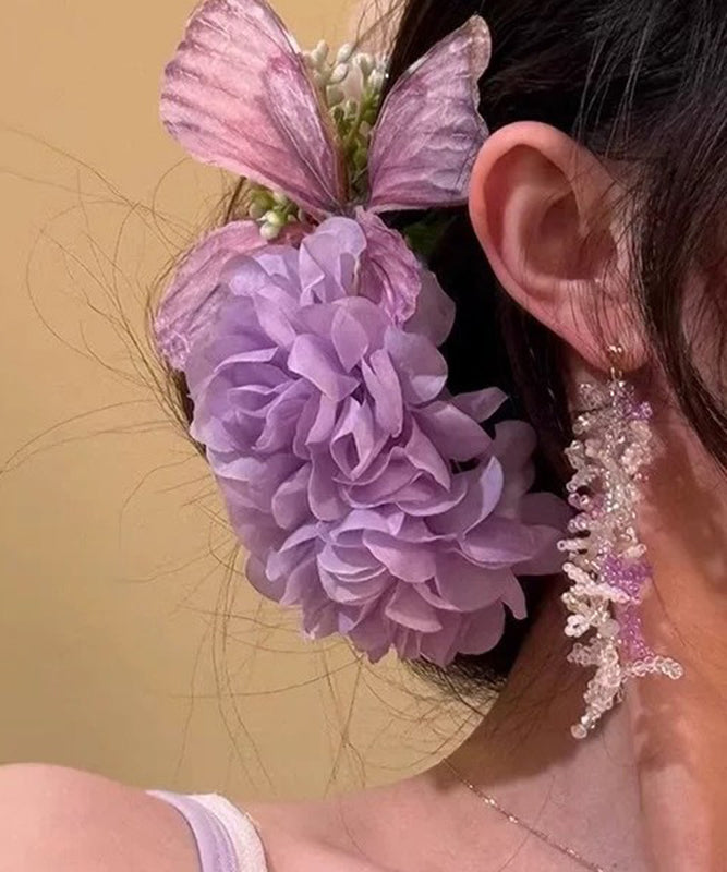 Épingle à cheveux originale en alliage violet, motif papillons amoureux de fleurs - Urbann-Vibe