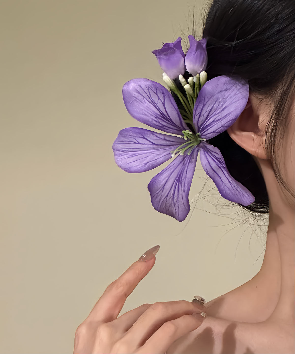 Épingle à cheveux florale en métal violet au design original - Urbann-Vibe