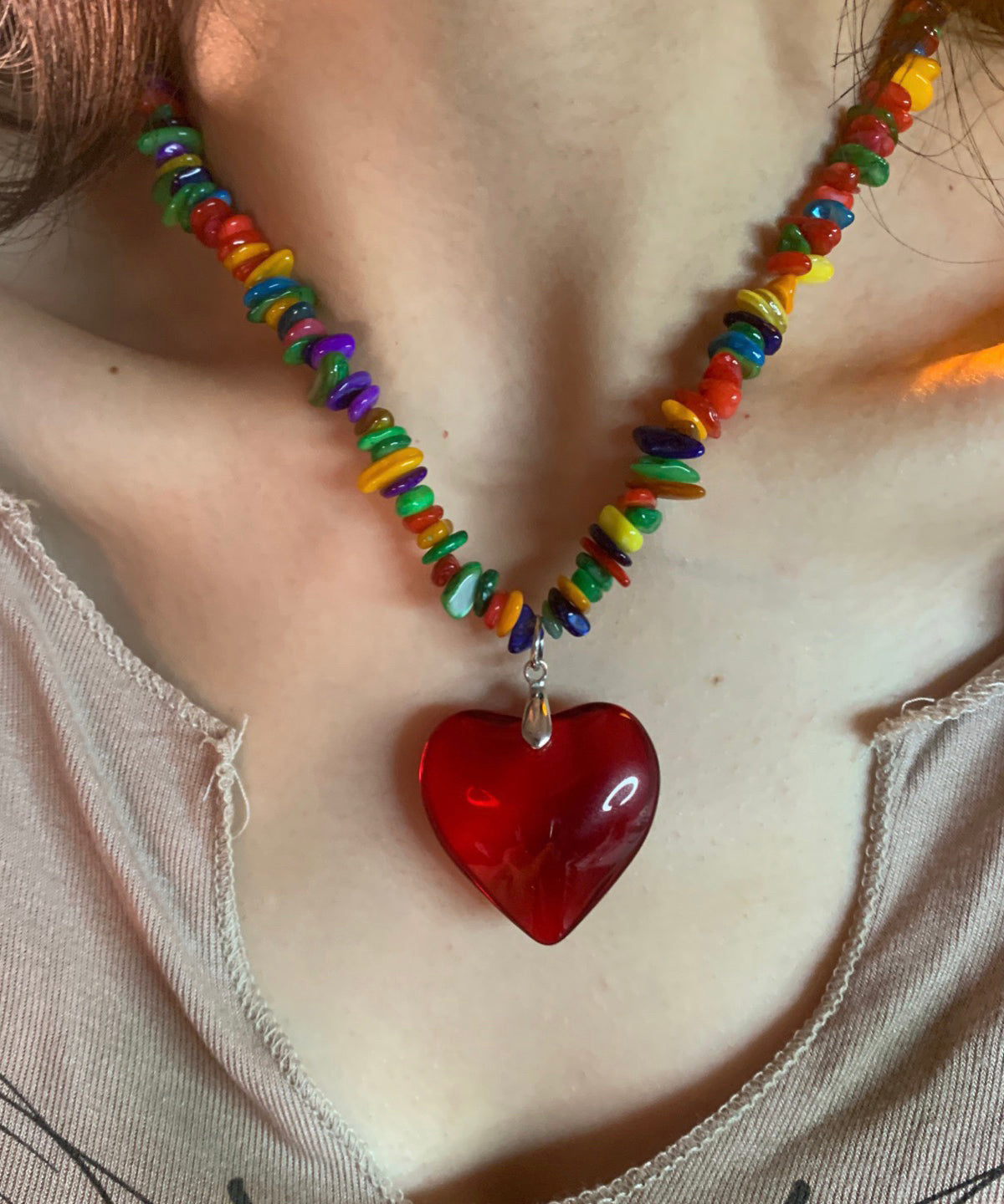 Collier pendentif amour en alliage arc-en-ciel au design original - Urbann-Vibe
