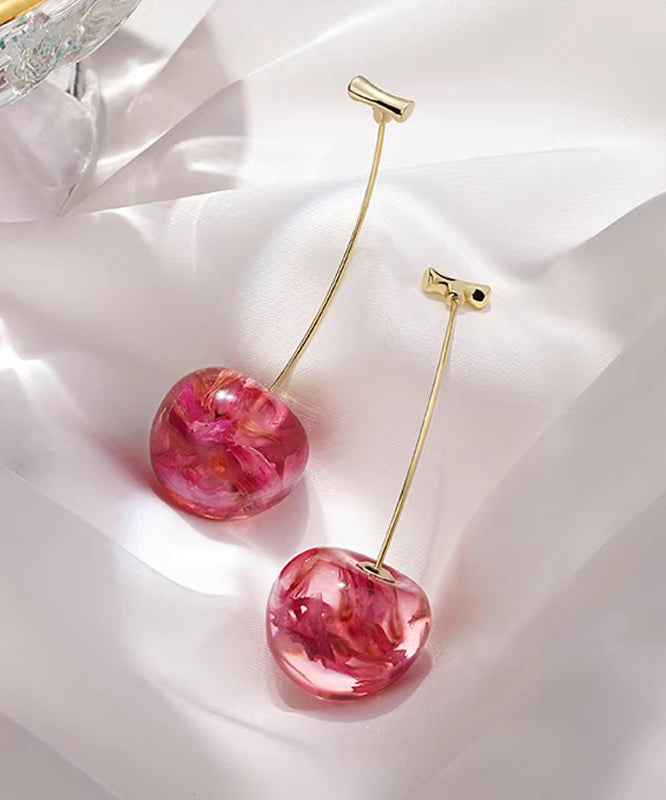 Boucles d'oreilles pendantes en alliage rouge au design original en forme de cerise - Urbann-Vibe