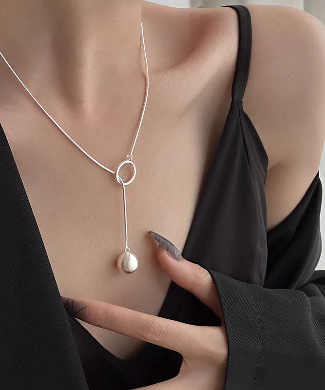 Collier pendentif boule en soie et argent sterling, design original - Urbann-Vibe