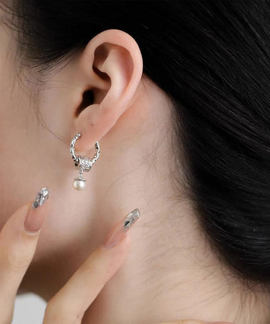 Boucles d'oreilles pendantes en argent sterling et perles en soie au design original - Urbann-Vibe