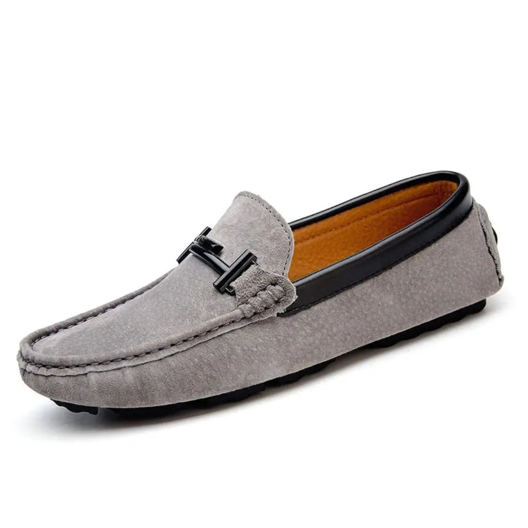 Men's brown full-grain leather loafers slip-on dress shoes with breathable interior all-day comfort