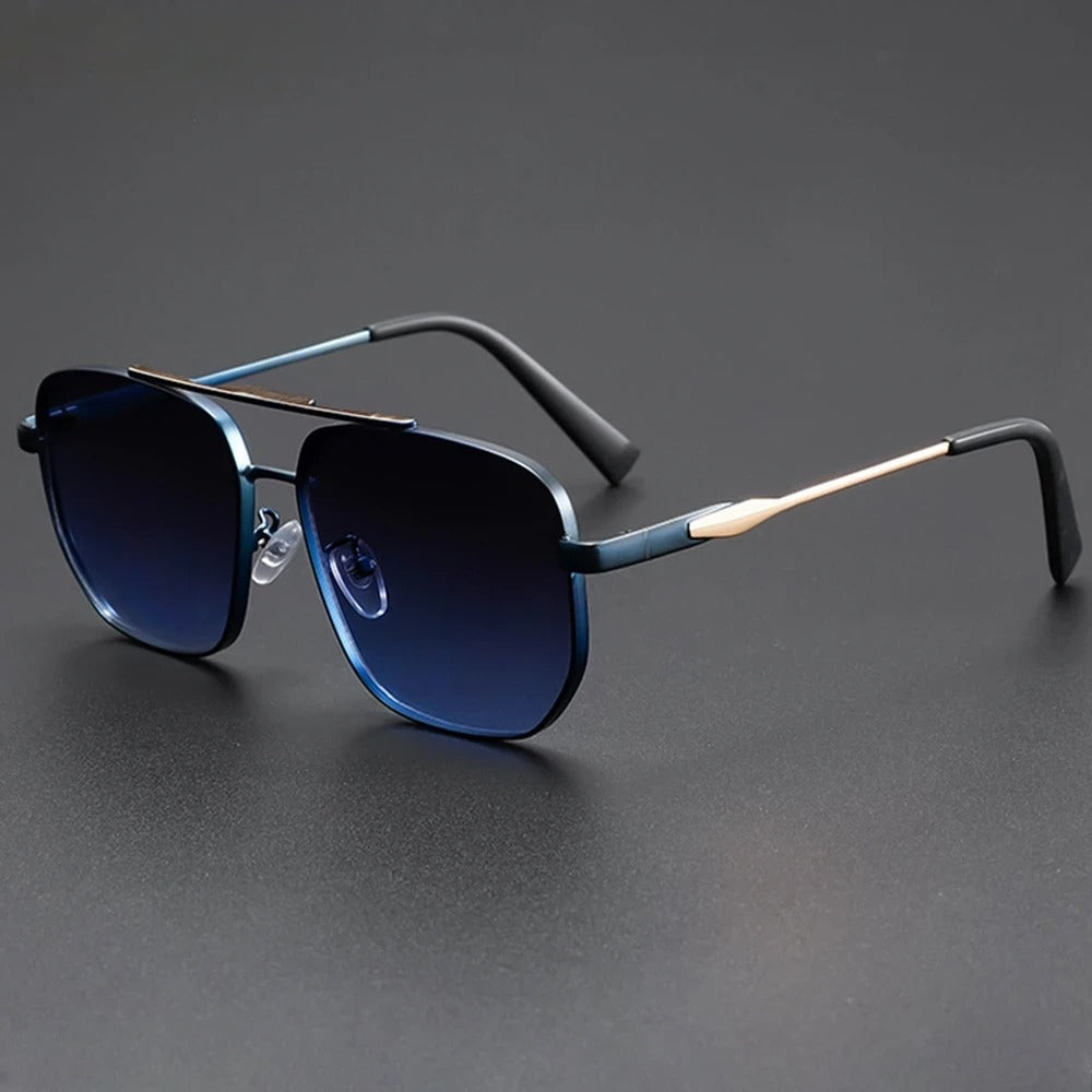 Matte black aviator sunglasses gradient lenses lightweight nose pads everyday style