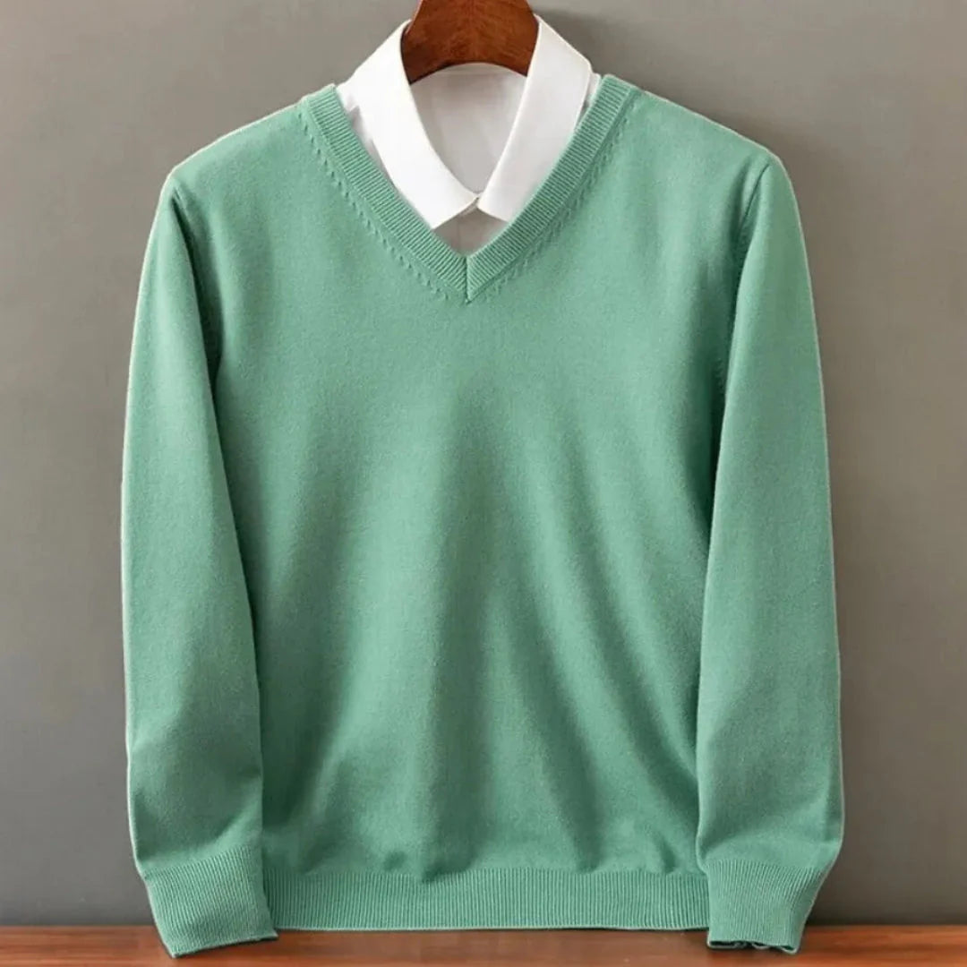 Men's Orlando cashmere V-neck sweater classic fit lightweight warm refined layering essential