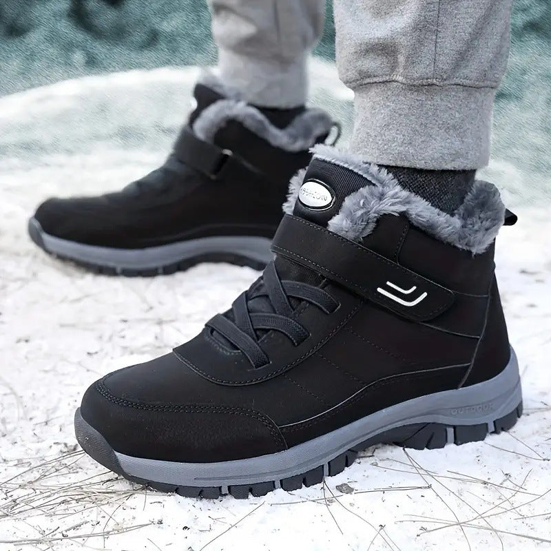 Unisex orthopedic winter boots black waterproof fleece-lined non-slip cold weather comfort support