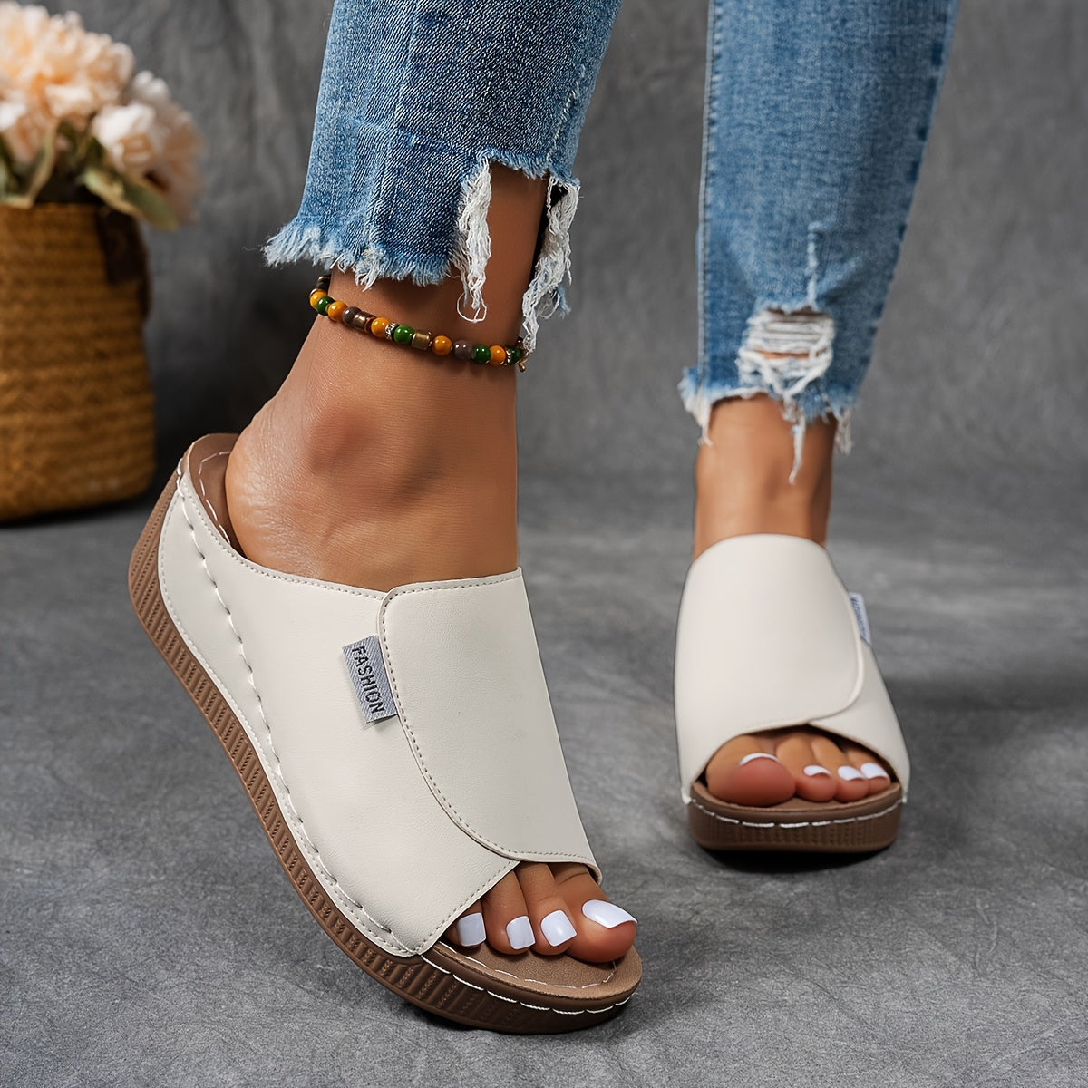 Women's orthopedic sandals neutral tone cushioned footbed arch support open-toe summer comfort daily wear