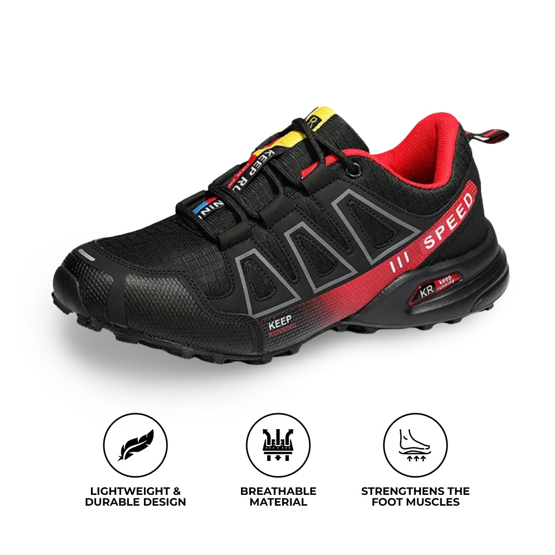 Urbann-Vibe gray walking shoes with podiatry arch support, shock-absorbing soles, lightweight hiking style