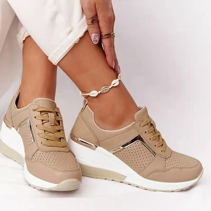 Women Wedge Sneakers With Cushioned Sole And Breathable Upper For All Day Comfort And Style