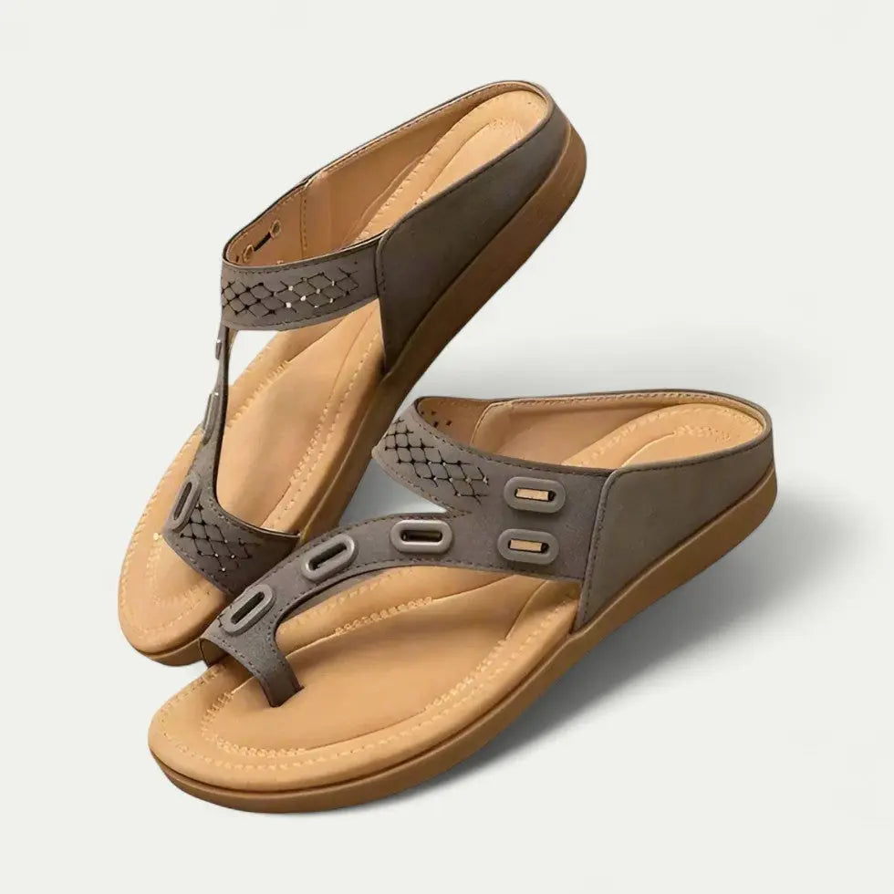 Women's slip-on sandals with contoured footbed support, open-toe design for all-day comfort