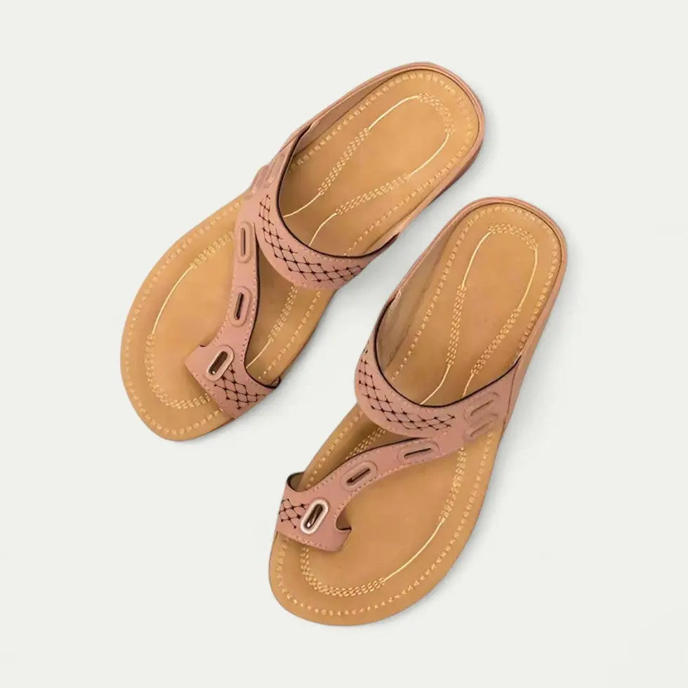 Women's slip-on sandals with contoured footbed support, open-toe design for all-day comfort