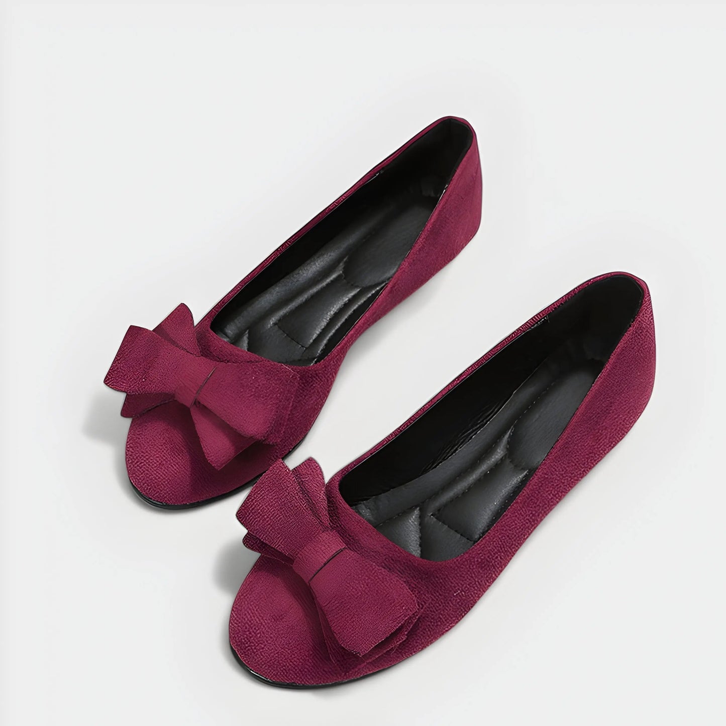 Women's slip-on ballet flats with bow detail, cushioned insole, versatile elegant everyday style