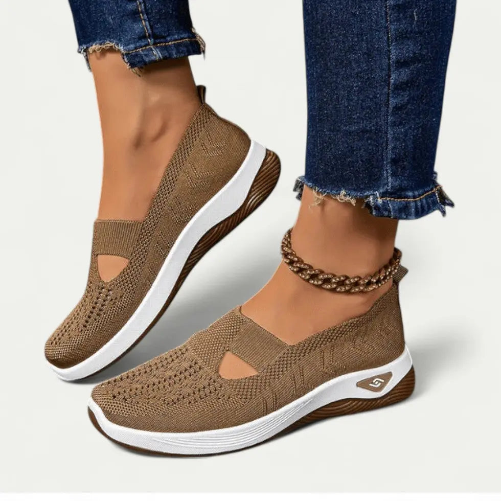 Women's slip-on knit mesh sneakers breathable lightweight everyday comfort trainers