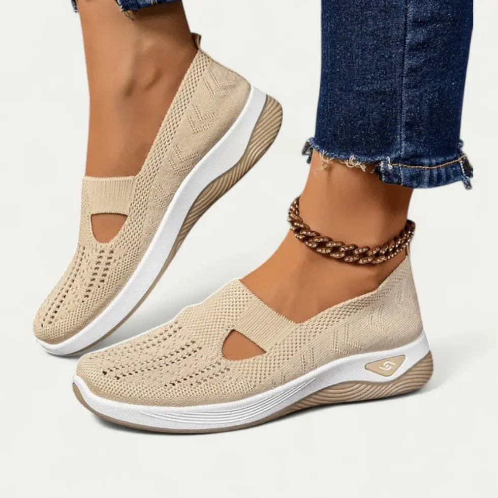 Women's slip-on knit mesh sneakers breathable lightweight everyday comfort trainer
