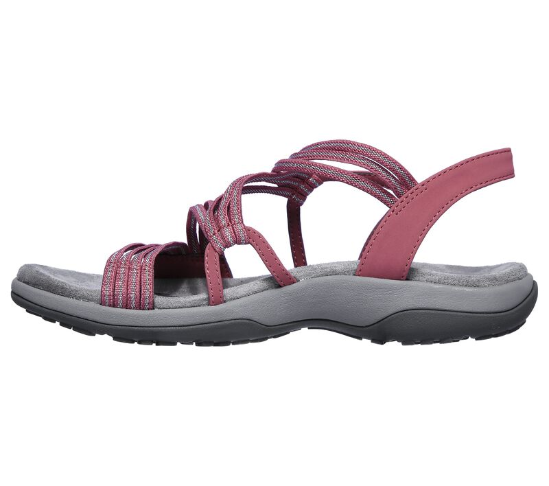 Black women's slip-on sport sandals with multi-strap design and cushioned arch support sole