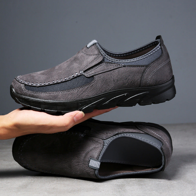 Ostrava genuine leather slip-on shoes tan brown casual city style breathable mesh accent comfort fit