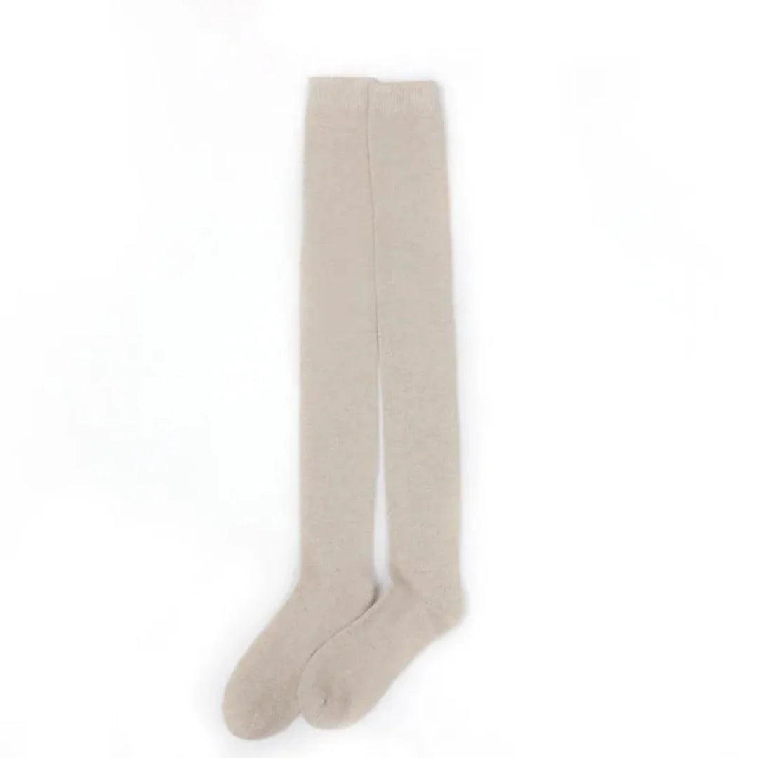Women's cashmere over-the-knee socks, ultra-soft luxurious blend, full leg coverage for winter layering