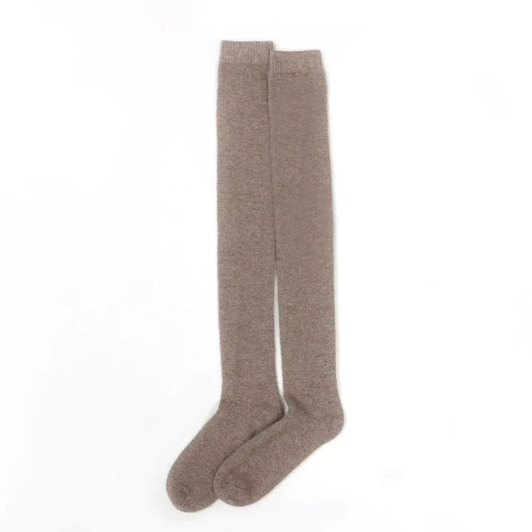 Women's cashmere over-the-knee socks, ultra-soft luxurious blend, full leg coverage for winter layering