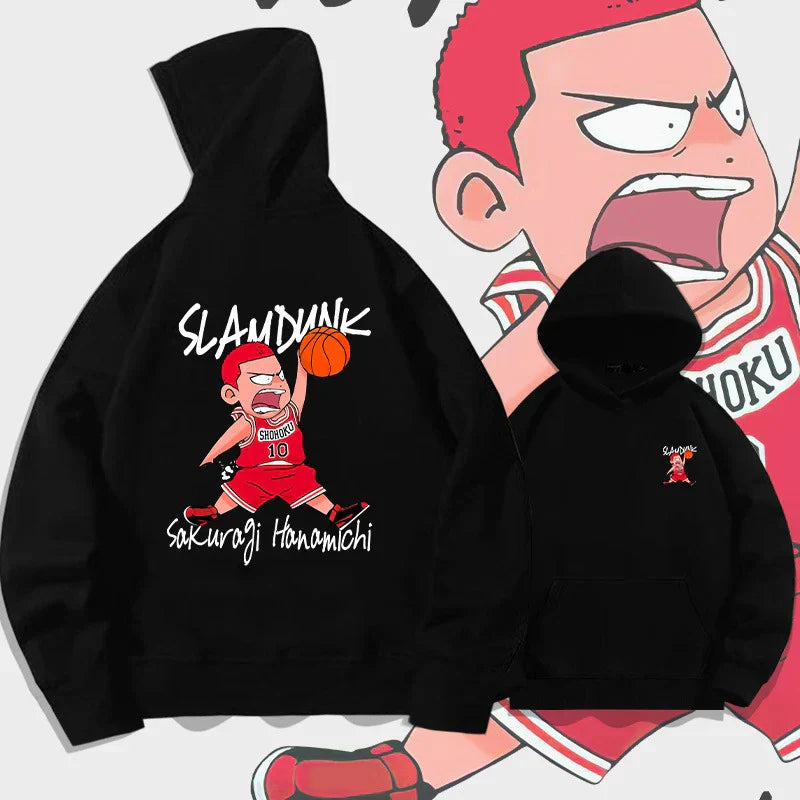 Men's oversized anime graphic hoodie in soft fleece streetwear style with bold front print