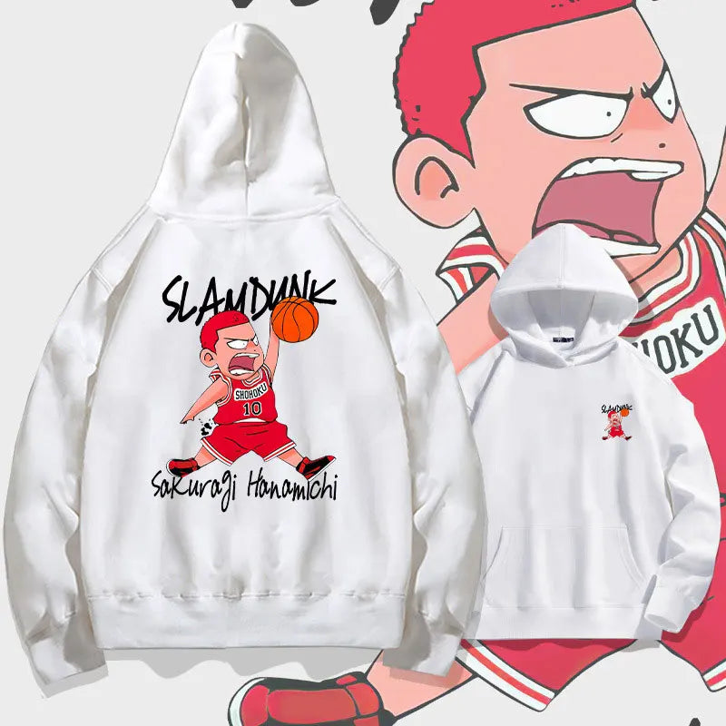 Men's black oversized fleece hoodie with bold anime graphic print, streetwear style
