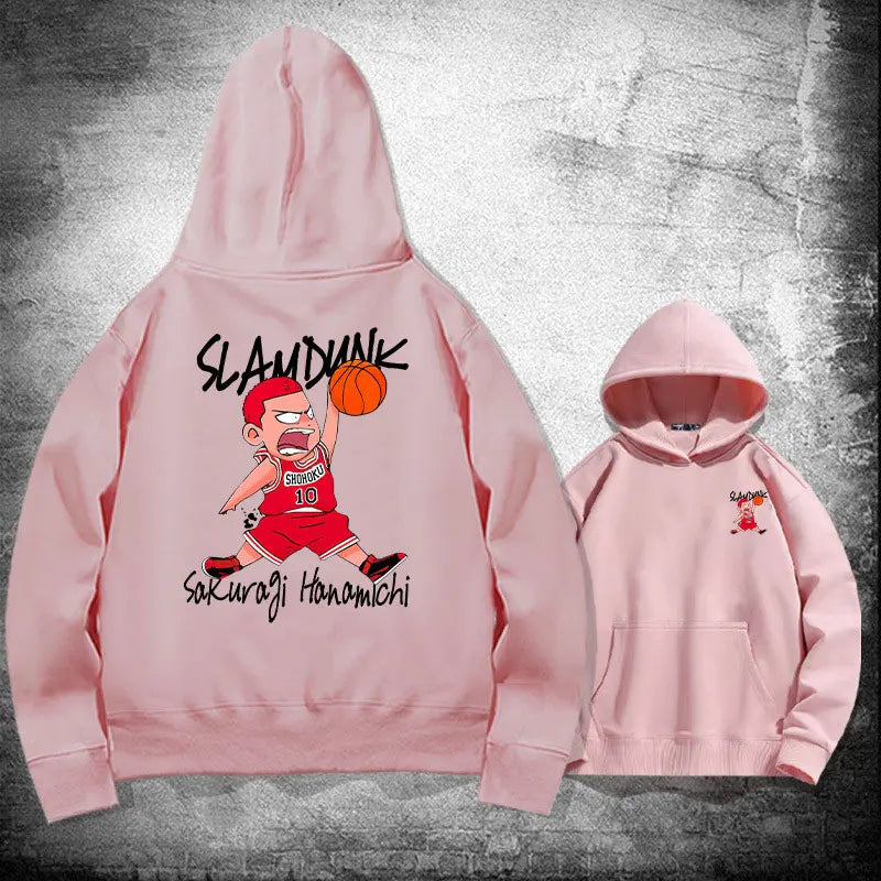 Men's oversized anime graphic hoodie in soft fleece streetwear style with bold front print