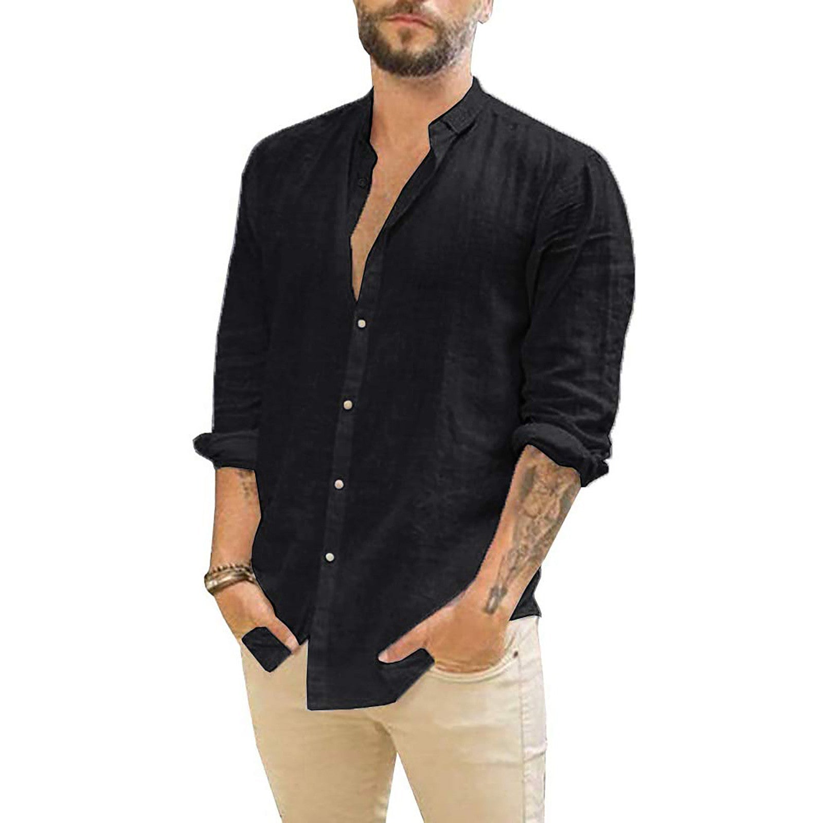 Damian men's solid linen shirt breathable slim fit timeless silhouette for modern gentlemen