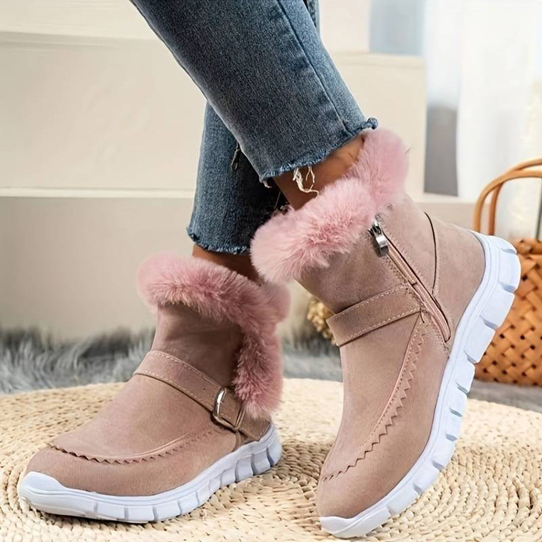 Paula women's winter boots with sporty sole, black, ankle-height, traction-friendly outsole
